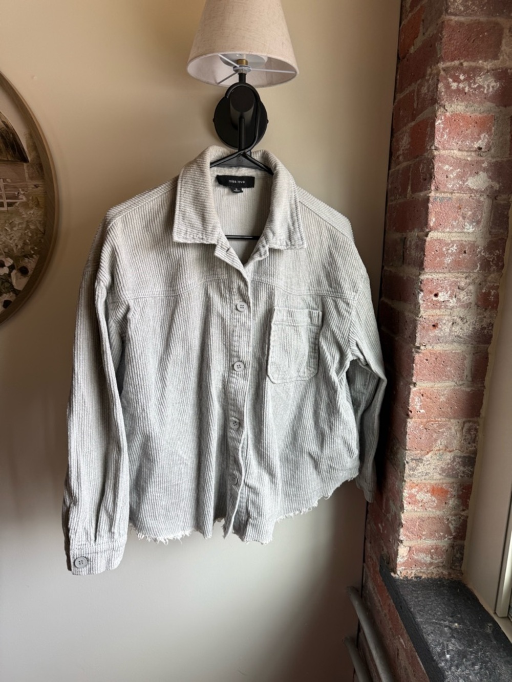 Miss Love Light Gray Corduroy Shacket